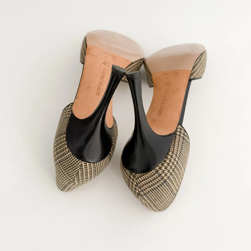 Manolo Blahnik Houndstooth Buckle D'orsay Heels (US 9.5 / IT 40